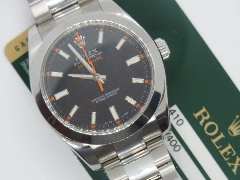Rolex Milgauss ref. 116400, black dial - crown and case