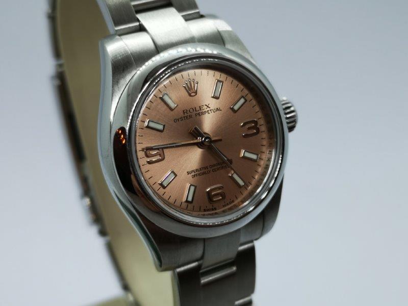 Gorgeous Ladies Oyster Perpetual with salmon pink dial crown