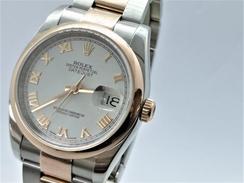Everose and Steel Rolex DateJust 36mm crown