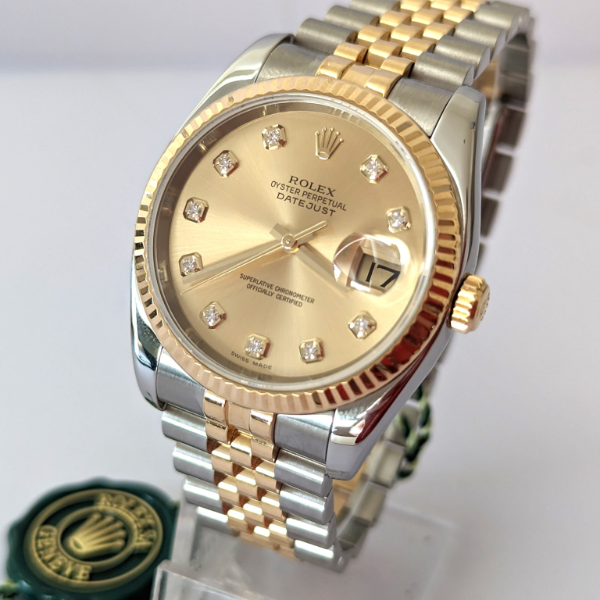 Diamond Dial Rolex DateJust with concealed clasp side