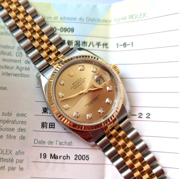 Diamond Dial Rolex DateJust with concealed clasp crown