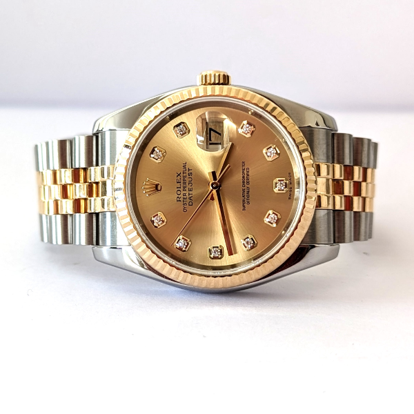 Diamond Dial Rolex DateJust with concealed clasp clasp