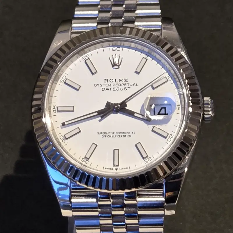Rolex Datejust 41mm White Dial crown