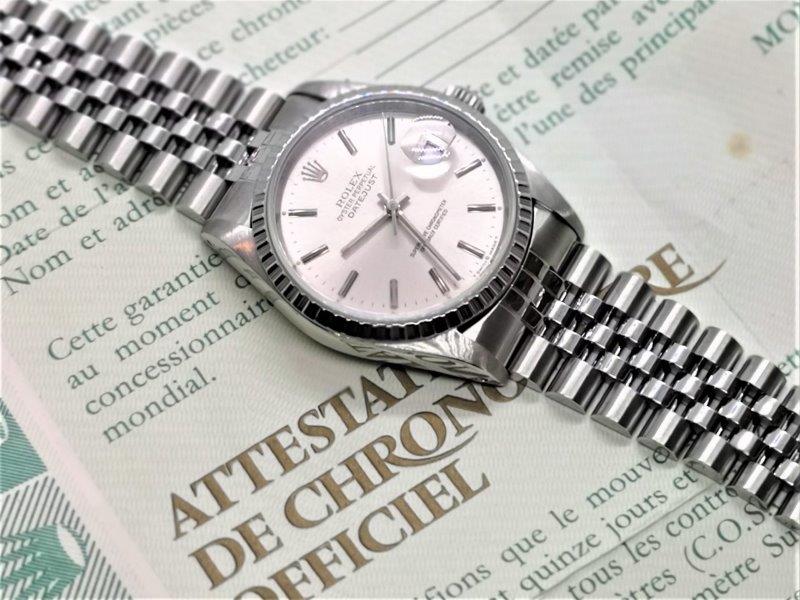 Rare variation of a 36mm DateJust with enginue turned bezel crown