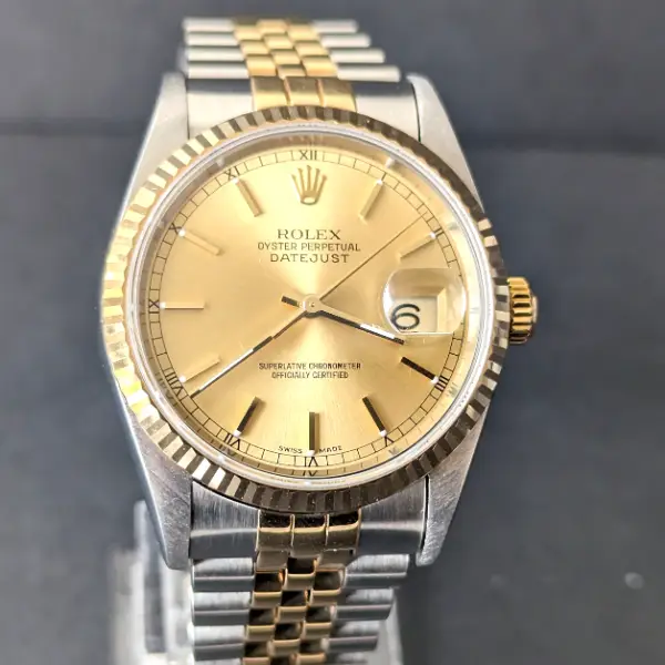 36mm steel and gold datejust preowned side