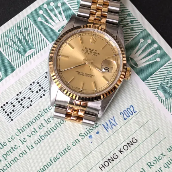 36mm steel and gold datejust preowned crown