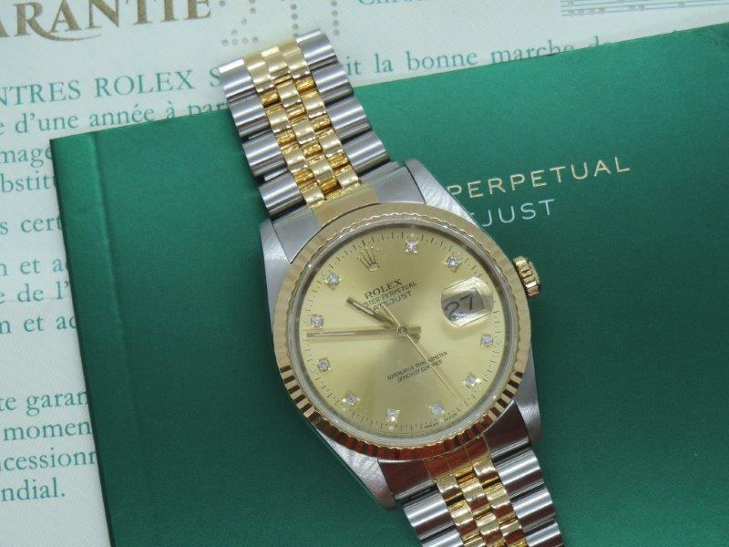 36mm Datejust in Steel and Gold with Champagne and Diamond Dot Dial  side