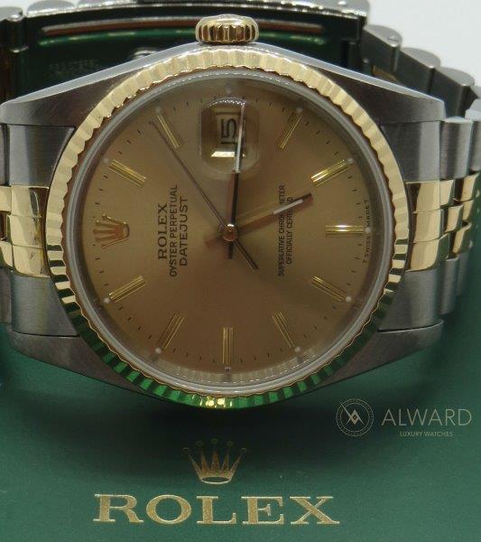 36mm Datejust with in steel and gold with champagne dial clasp