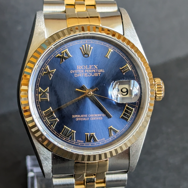 Blue Dial Bi-Metal gents Rolex front