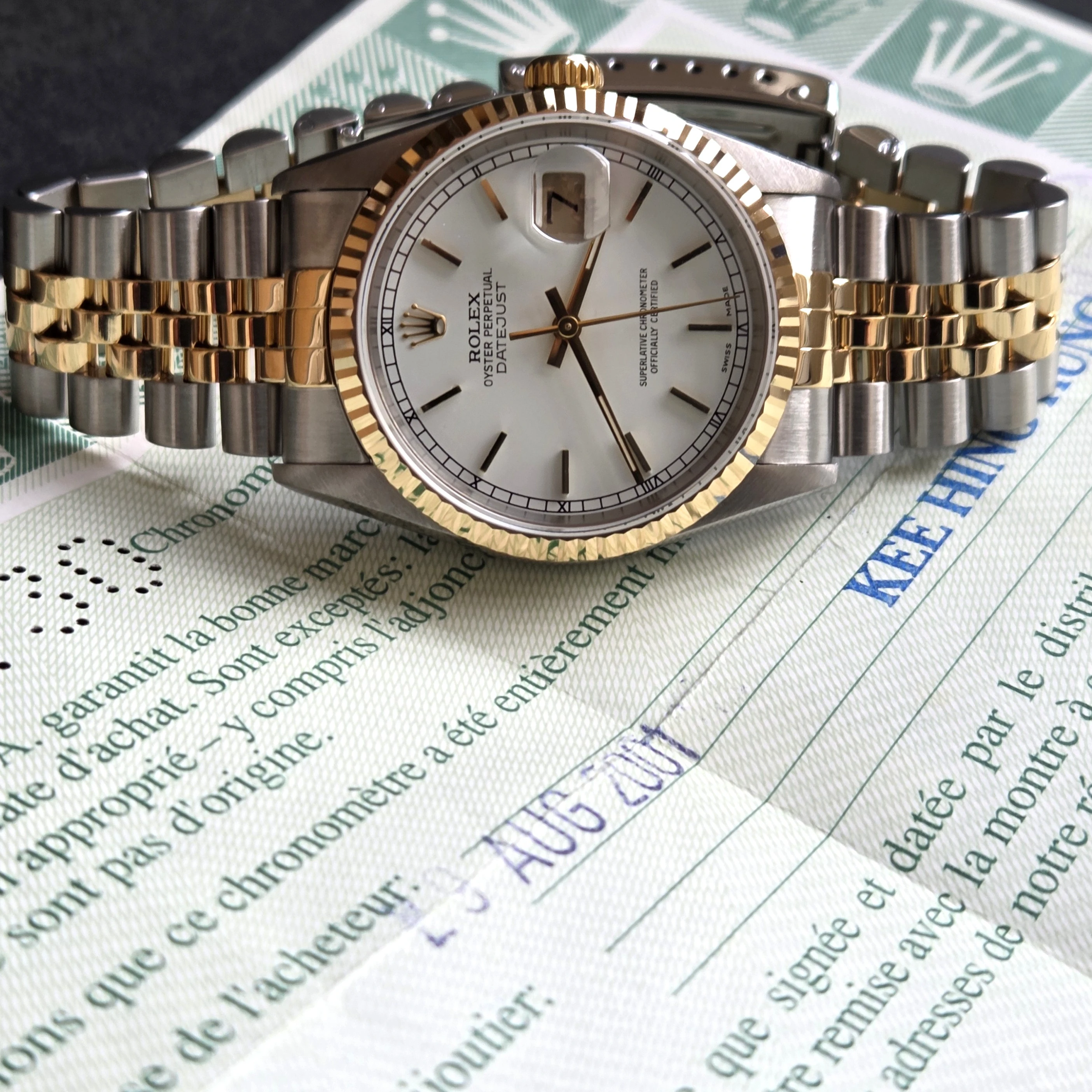 Crisp white Dial 36mm DateJust side