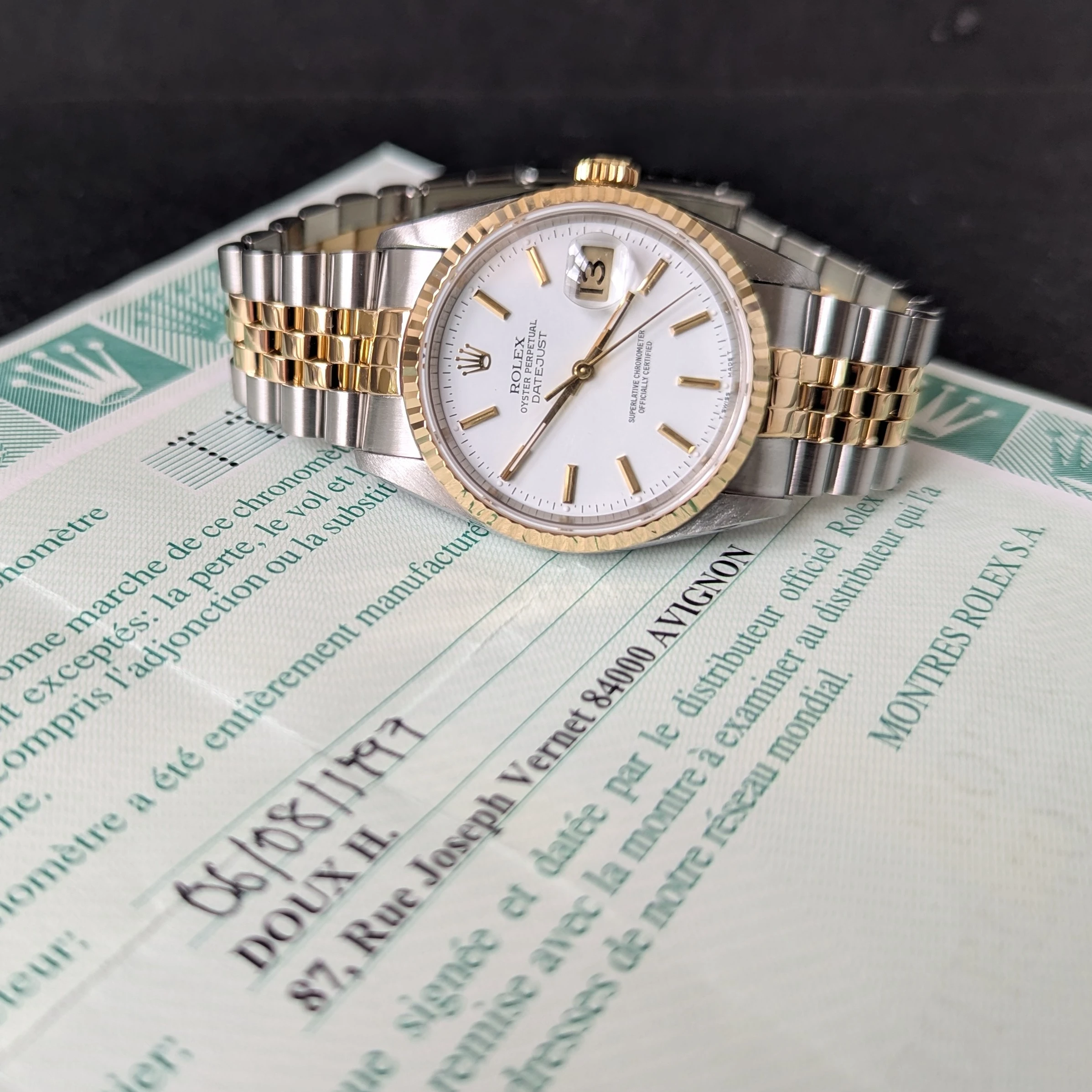 Gents white Dial DateJust 36mm dial