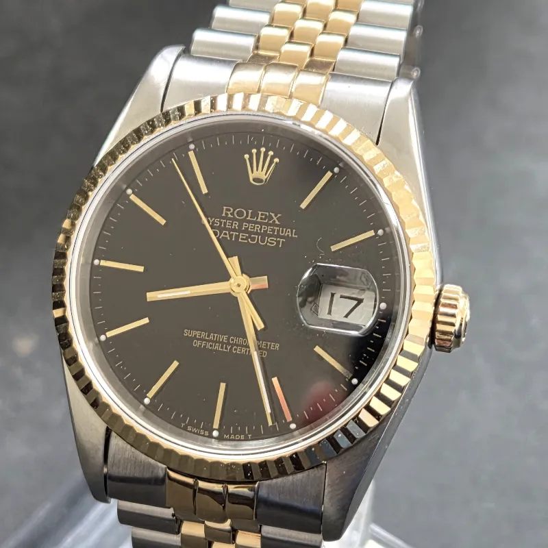 Rolex Datejust 16233 — 36mm Steel & 18ct Gold with Black Dial 1997 clasp