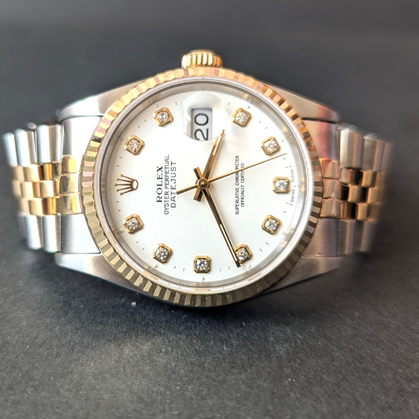 White Big Diamond Dial DateJust 36mm  bracelet