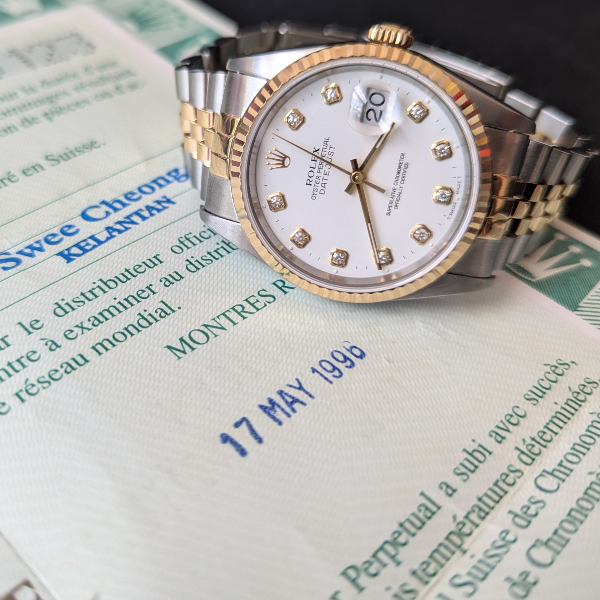 White Big Diamond Dial DateJust 36mm  clasp