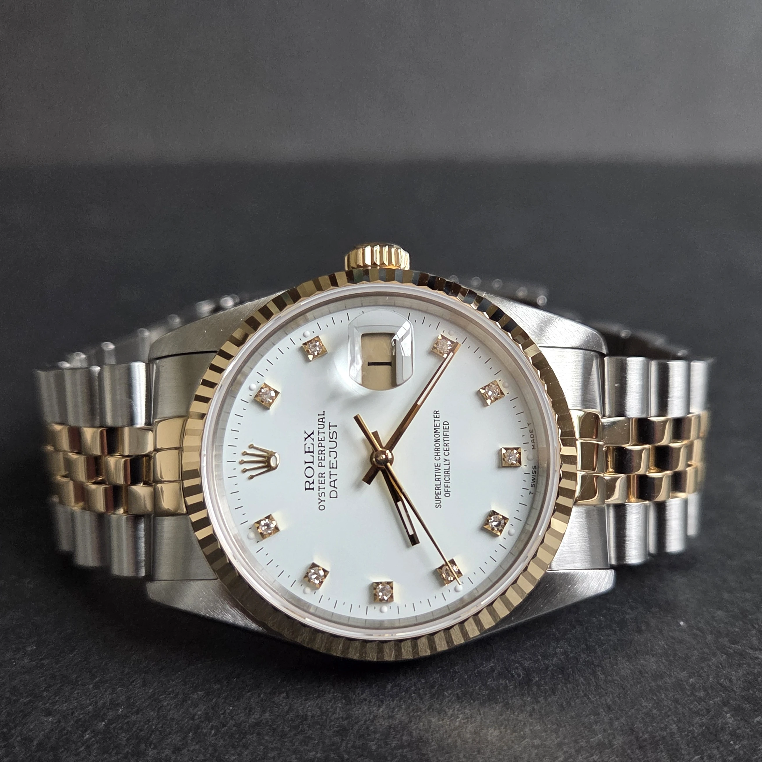 White Diamond Set Dial Rolex DateJust 36mm front