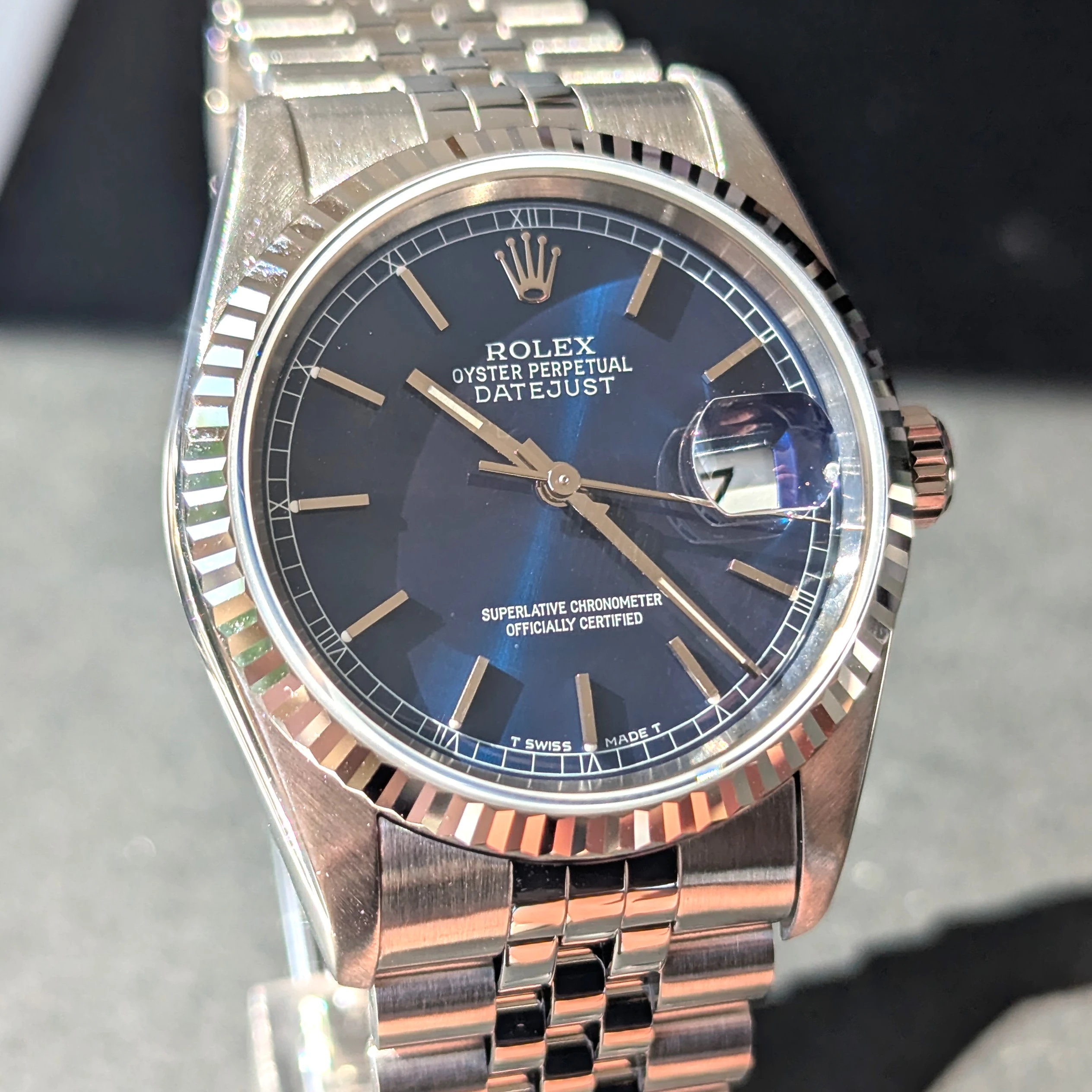 Blue Dial Steel DateJust 36mm Rolex  front