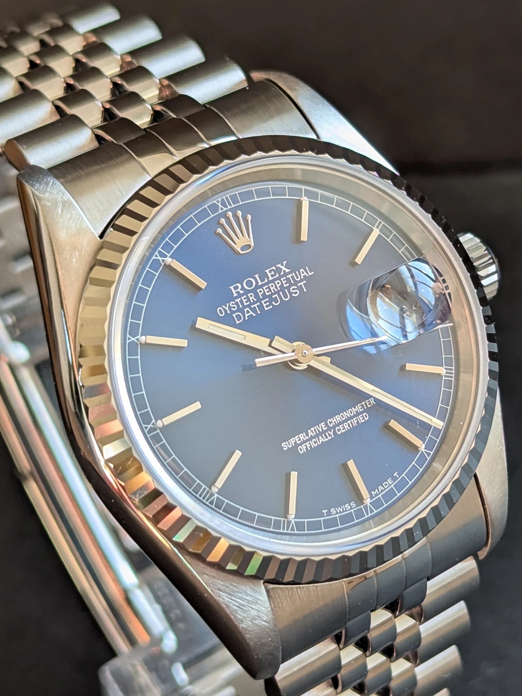 Blue Dial Steel DateJust 36mm Rolex  bracelet