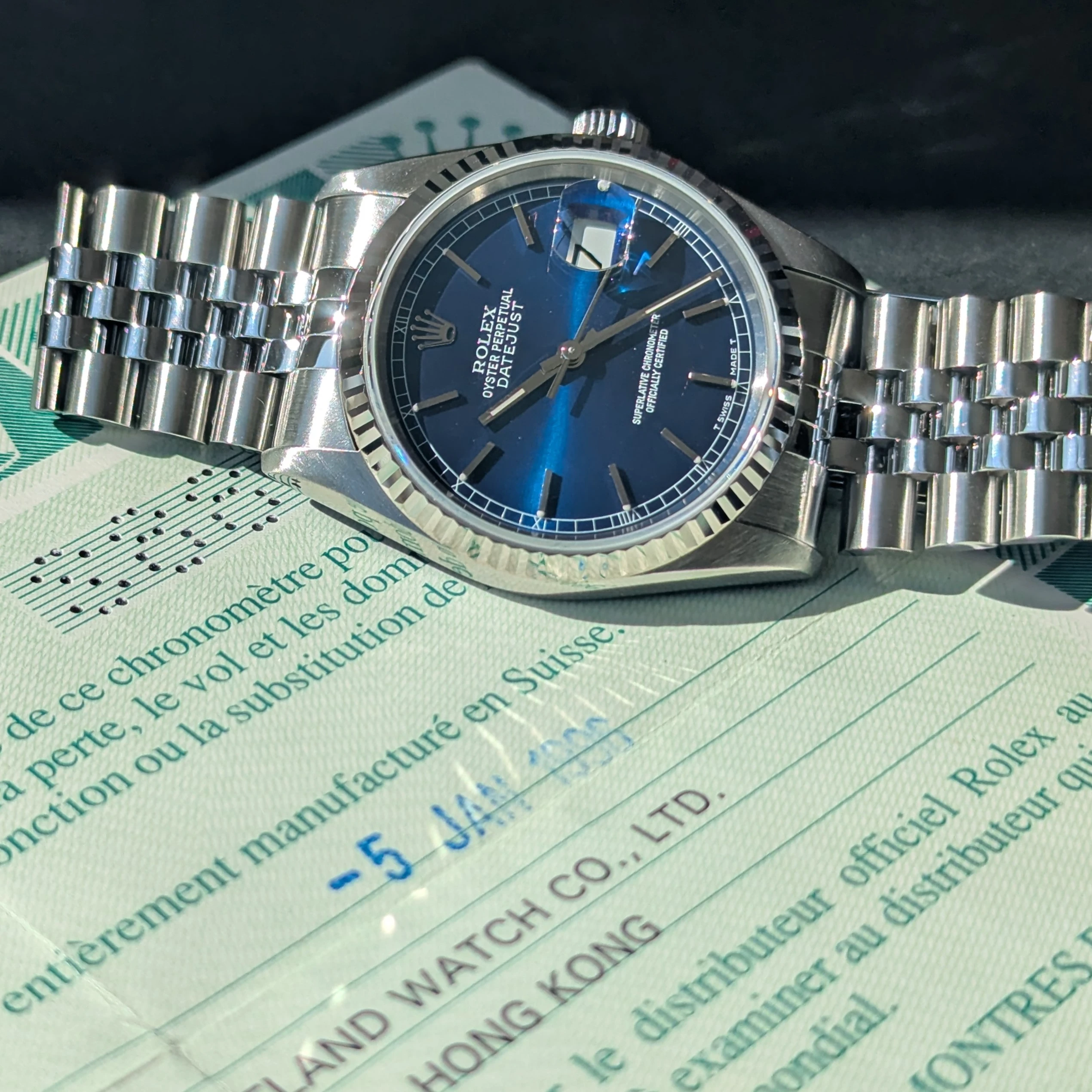 Blue Dial Steel DateJust 36mm Rolex  clasp
