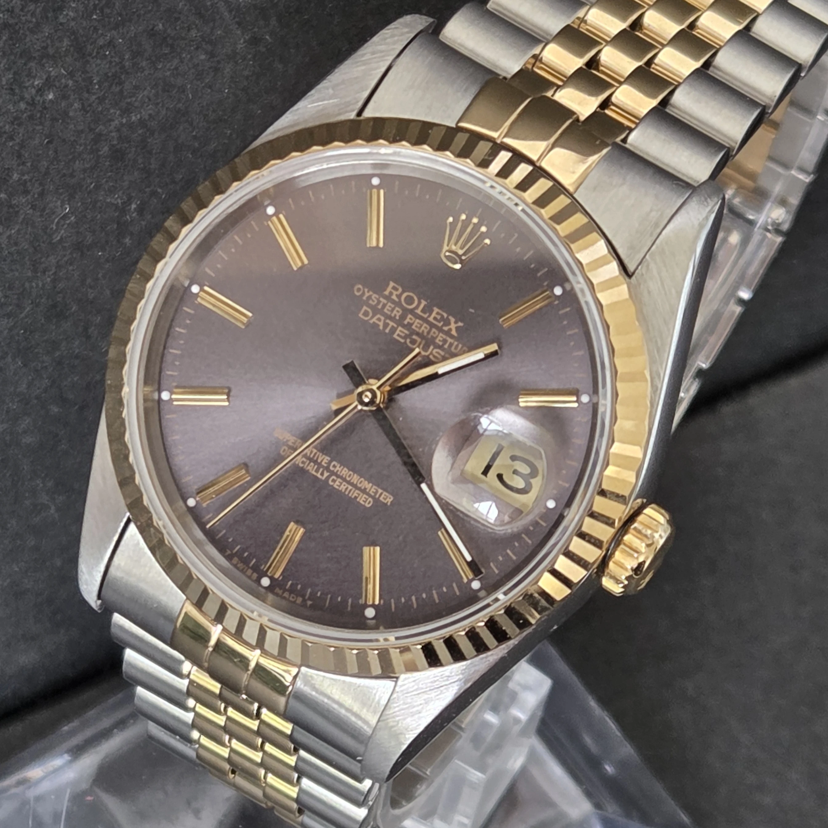 Grey Dial DateJust 36mm Rolex  side