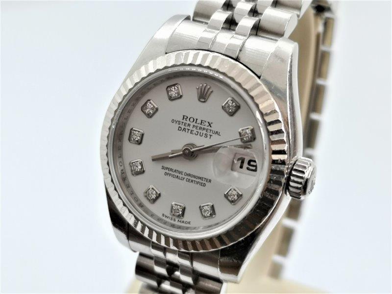 Original diamond dot dial Rolex Ladies Datejust. side