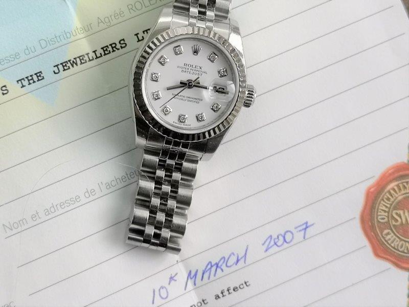 Original diamond dot dial Rolex Ladies Datejust. clasp