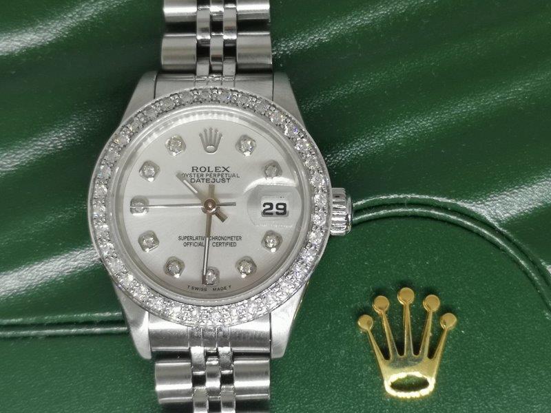 Diamond Ladies Rolex on Jubilee Bracelet front