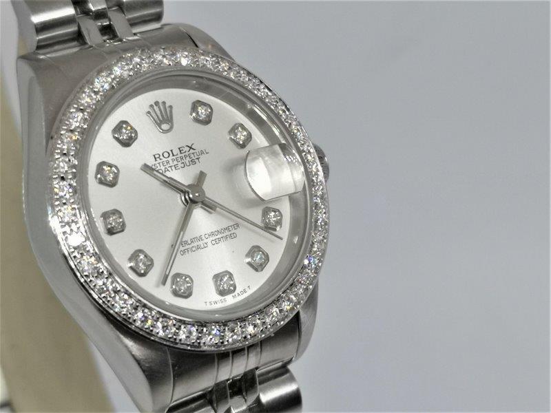 Diamond Ladies Rolex on Jubilee Bracelet dial