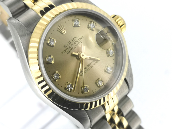 Ladys Champagne Diamond Dot Dial DateJust front