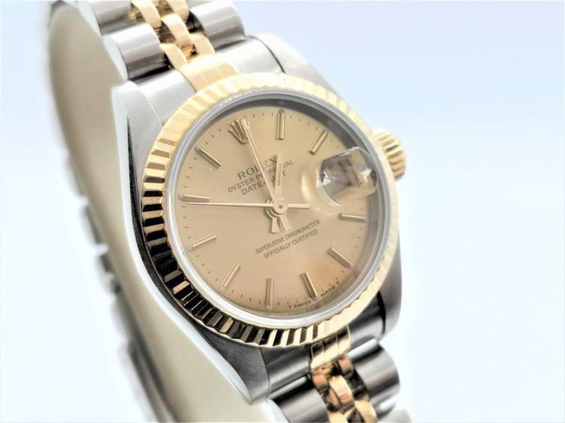 Rolex DateJust with Champagne Dial B&P front
