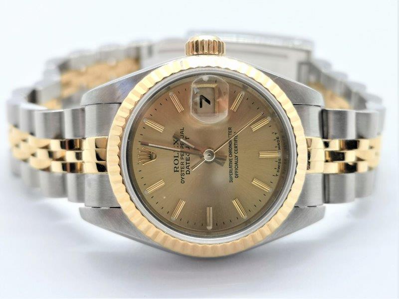 Rolex DateJust with Champagne Dial B&P crown