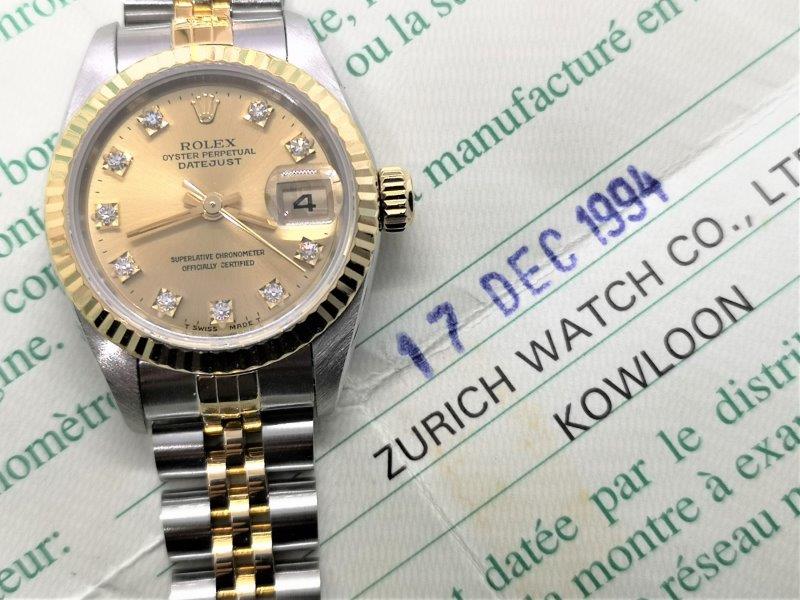Rolex with gold, diamonds and champagne bracelet