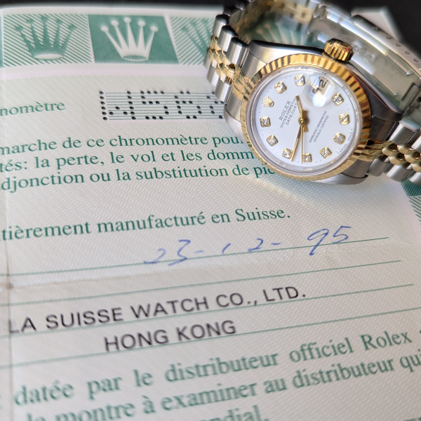 Big Diamond White Dial Rolex DateJust dial