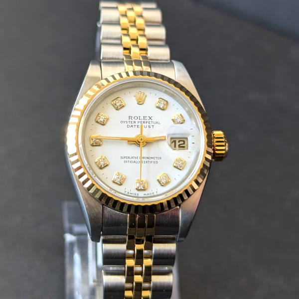 Big Diamond White Dial Rolex DateJust side