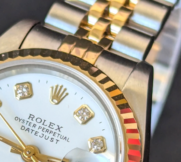 Big Diamond White Dial Rolex DateJust