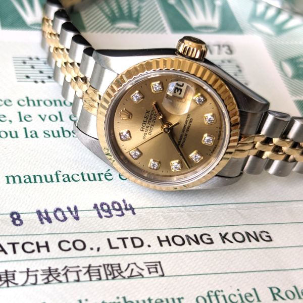 Diamond Champagne diald Lady-DateJust crown