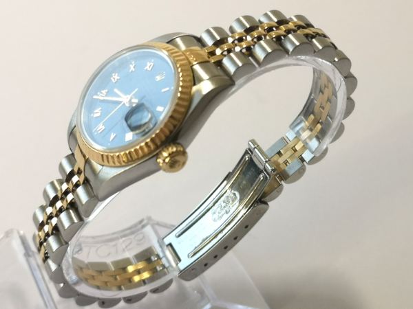 Ladies Navy Dial 26mm Rolex DateJust with Box dial