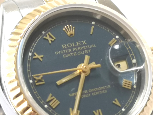 Ladies Navy Dial 26mm Rolex DateJust with Box side