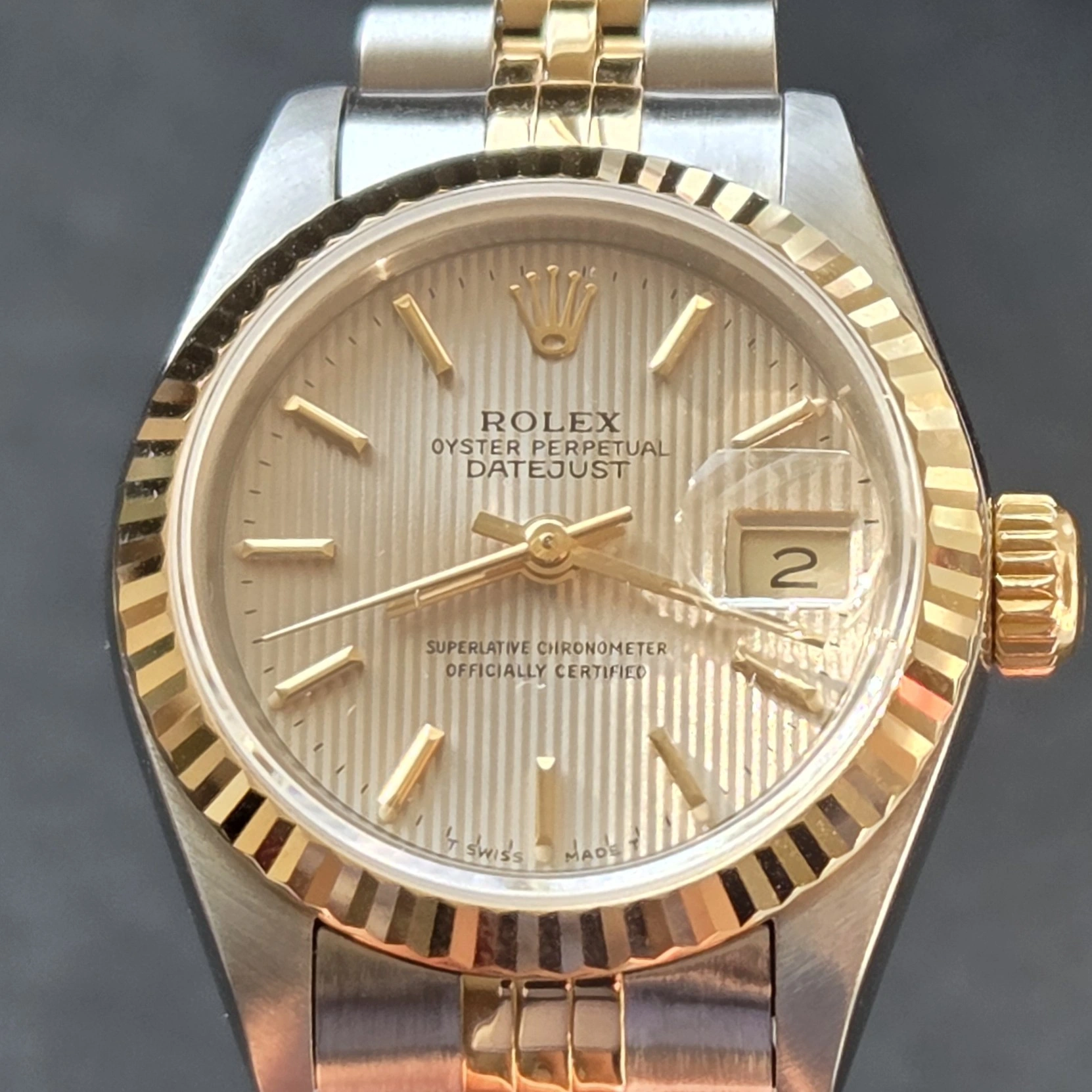 Silver Tapestry Dial Rolex 26mm -A stunning DateJust crown