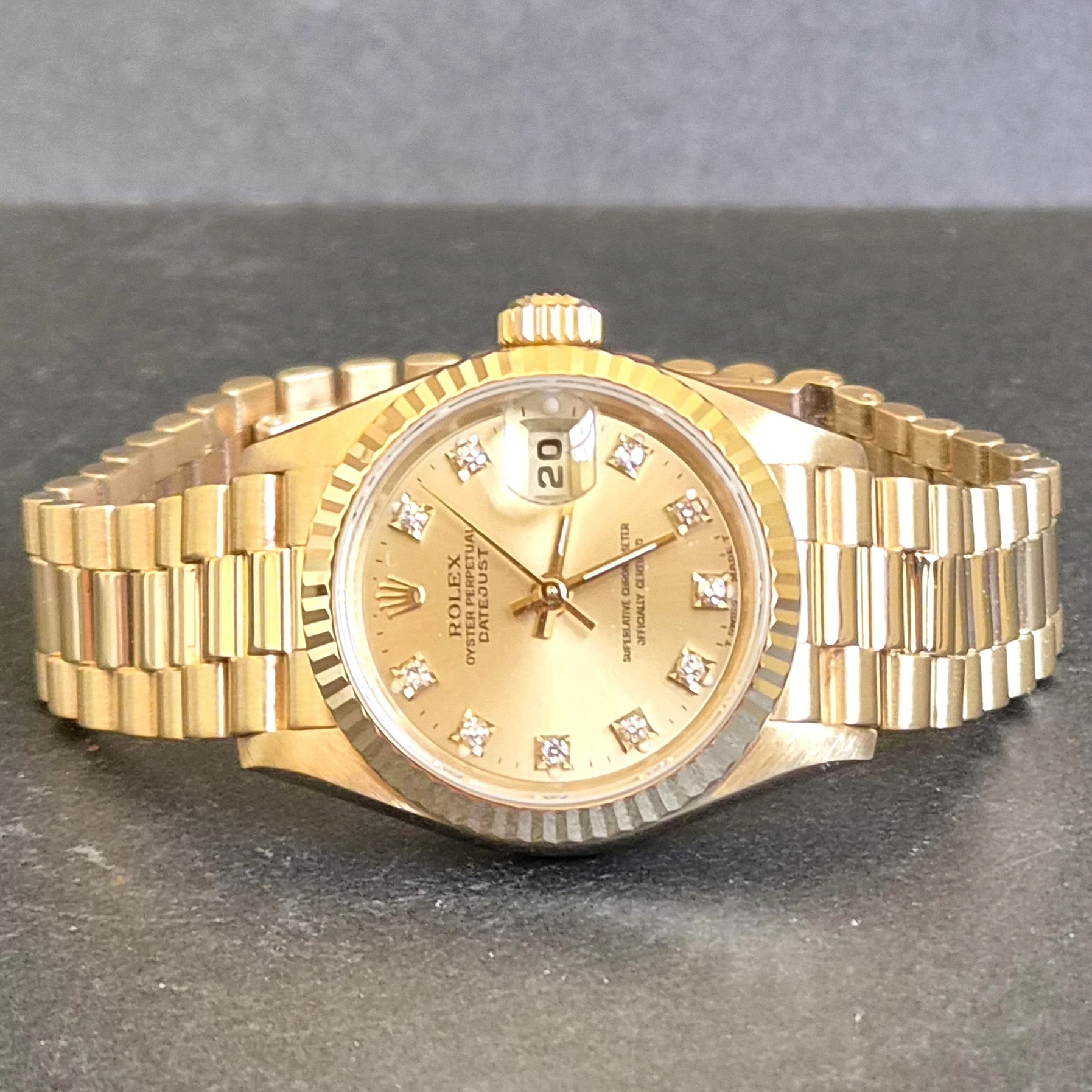  Gold DateJust on President Bracelet side
