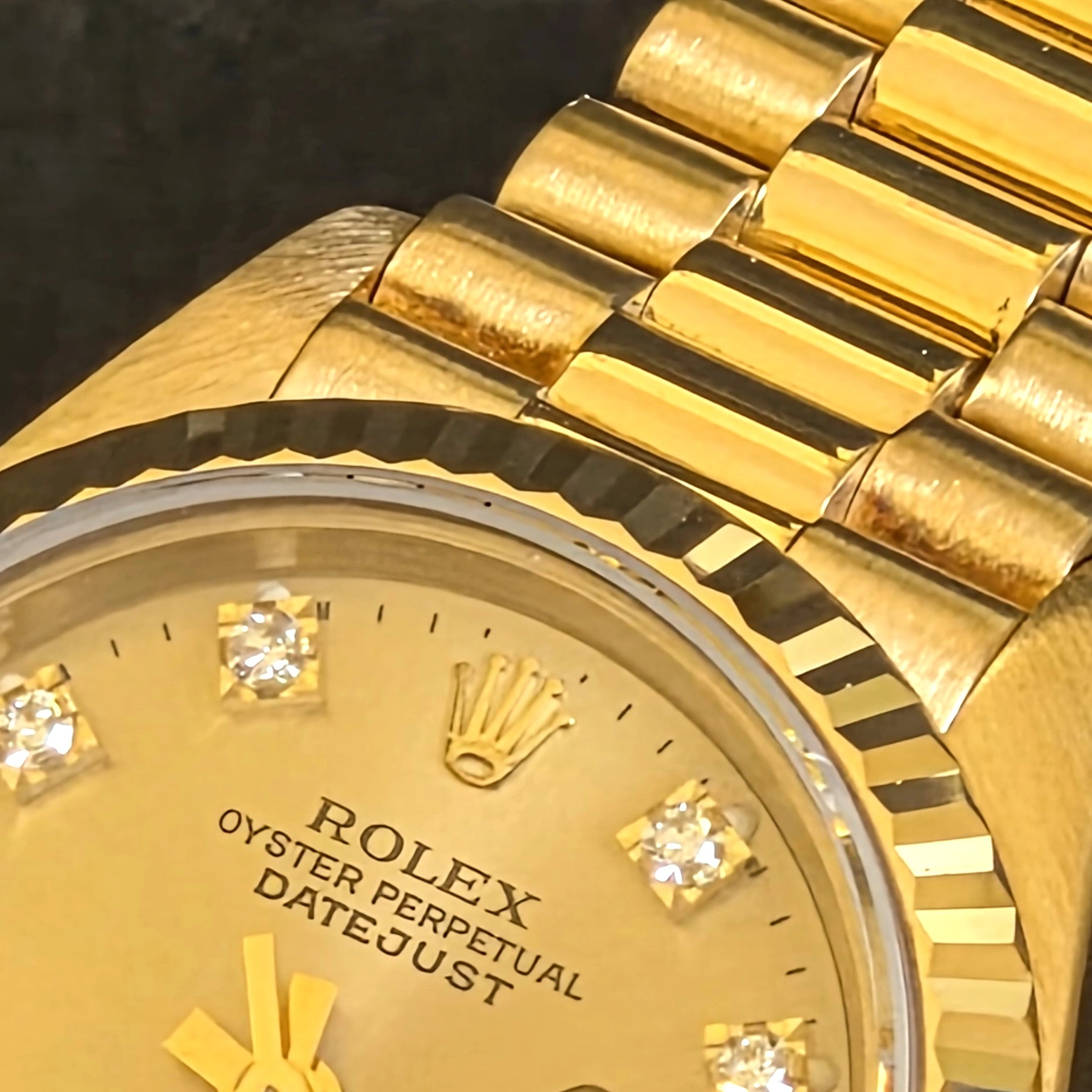  Gold DateJust on President Bracelet clasp