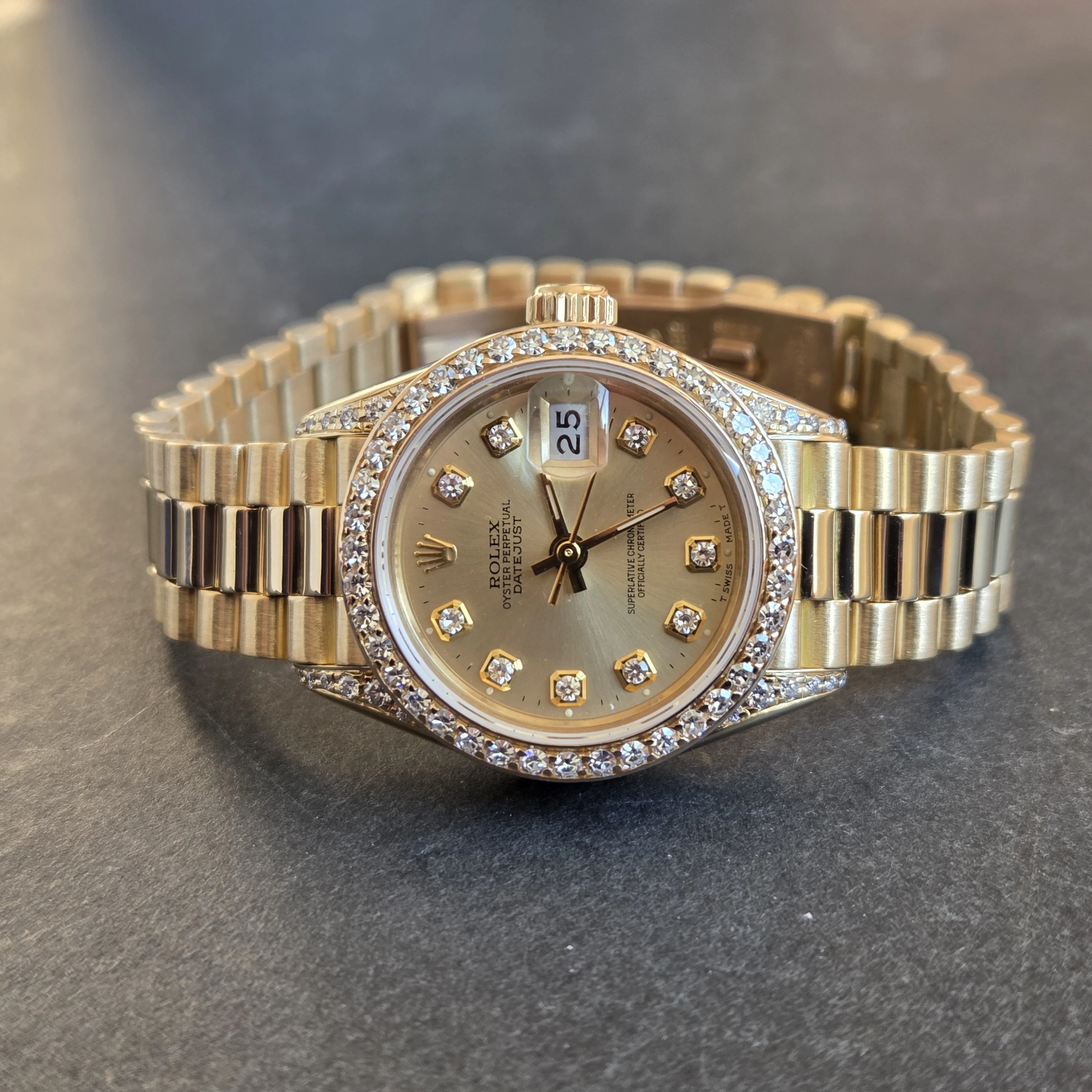 18ct Gold Rolex DateJust with Diamonds dial