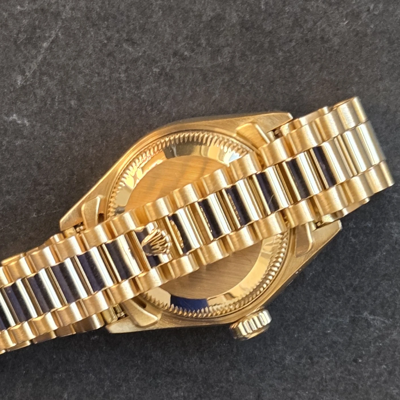 18ct Gold Rolex DateJust with Diamonds side