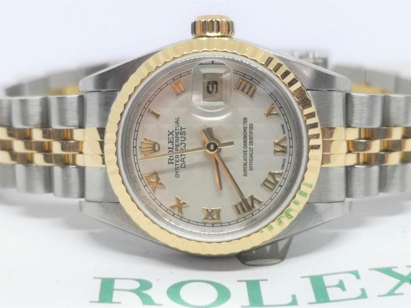 Ladies DateJust with rare Tapestry dial side