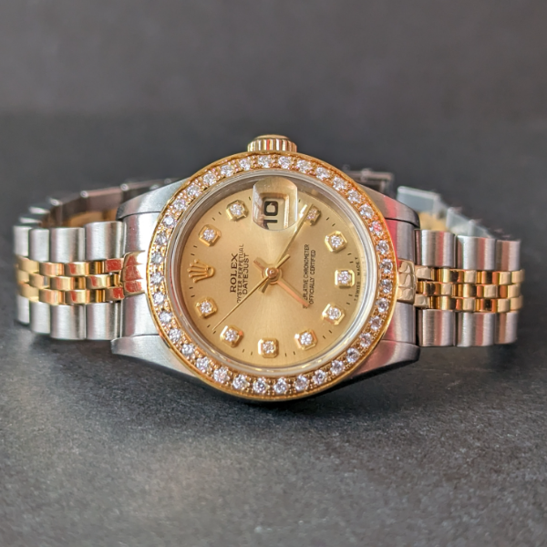 Diamond Bezel and Dial DateJust clasp