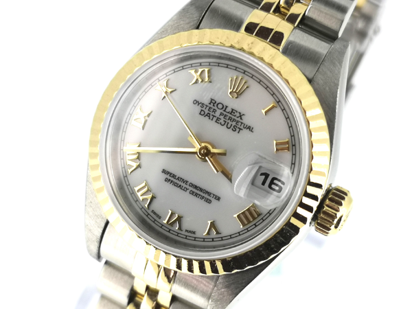 White Dial with Gold Numerals Datejust, crown