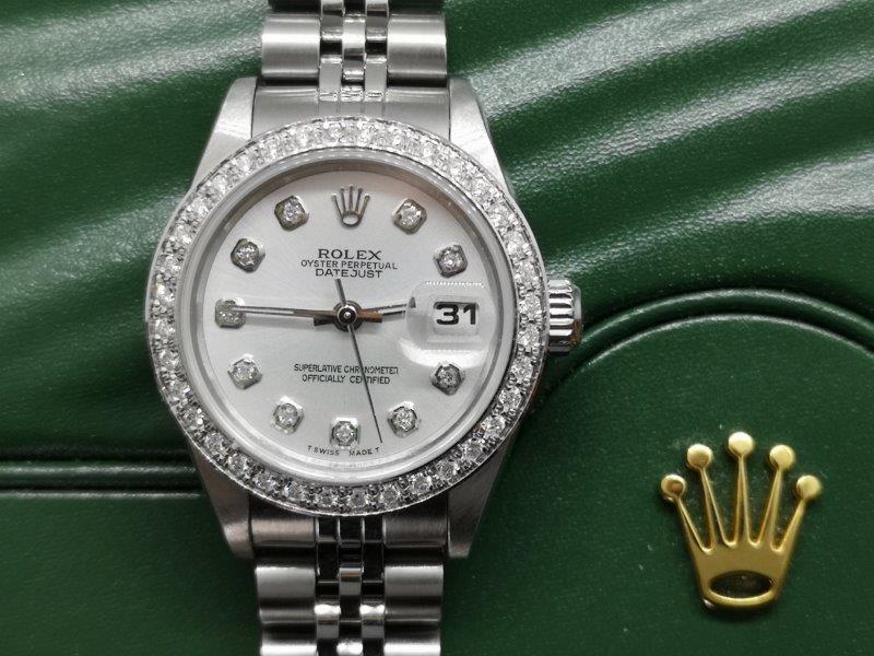 Classic Ladies Rolex with diamonds front