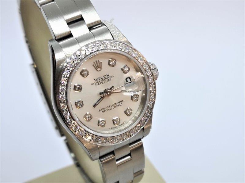 Custom diamond dial and bezel bracelet